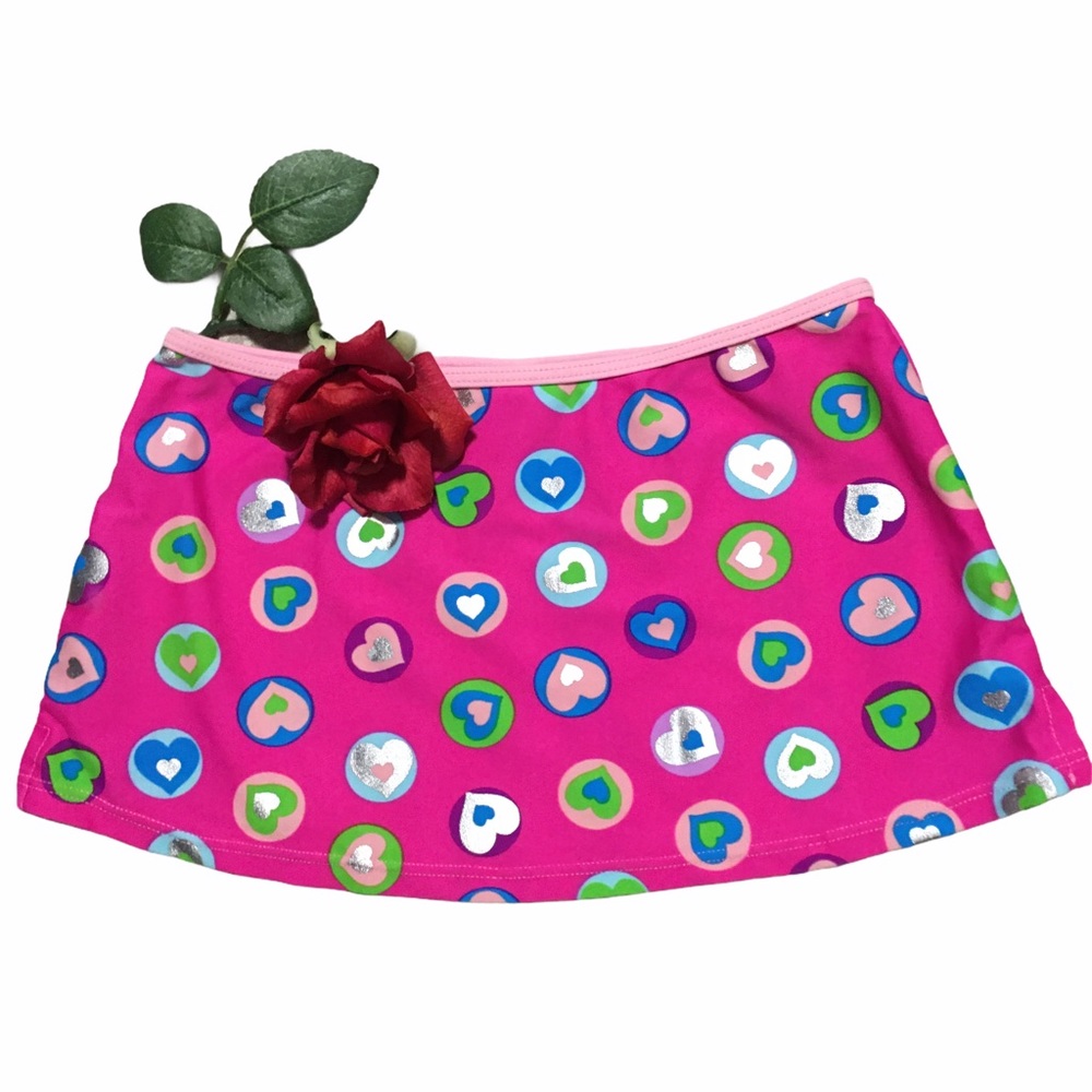 Swim cover up skirt pink hearts native girl Sz 6X